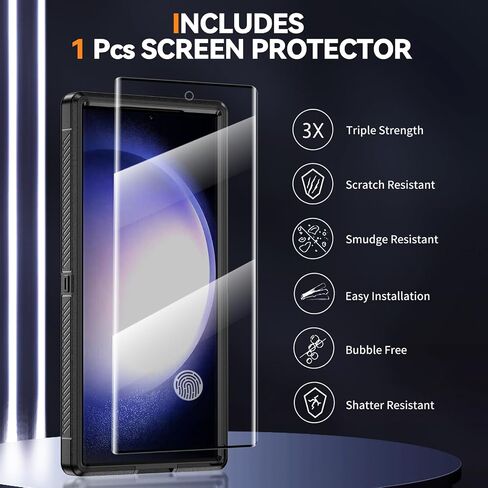 Magnetic Case for Samsung Galaxy S23 Ultra [Compatible with Magsafe] [Glass Screen Protector] [Dual Layer Military-Grade Protection] Heavy Duty Shockproof Cover for Samsung S23 Ultra 6.8 inch, Black in Kuwait