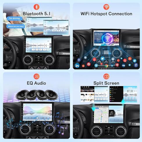 Qualcomm 8 Core [4+64g] Car Radio for Jeep Wrangler 2015 2016 2017 ، 10.1 chases Android Touchscreen Jeep Wrangler Stereo ، Carplay & Android Auto/FM RDS/EQ Audio/Bluetooth 5.1/SWC in Kuwait