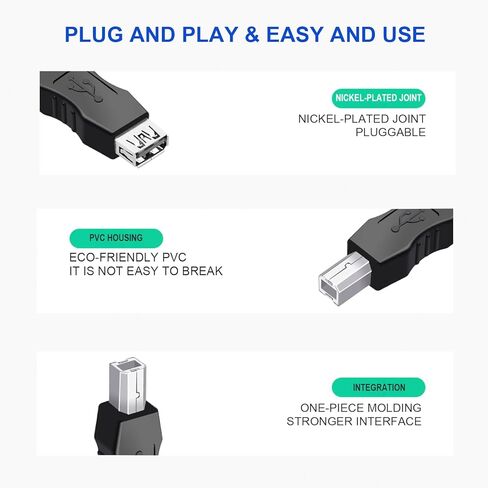 2 عبوة USB A إلى USB B محول الطابعة ذكرا إلى أنثى ، USB 2.0 من النوع A من الذكور إلى B محول أنثى لجهاز الإسقاط الماسح الضوئي للطابعة ، والتوصيل والتشغيل متوافق مع Windows/Mac/Linux الكمبيوتر المحمول الكمبيوتر المحمول in Kuwait