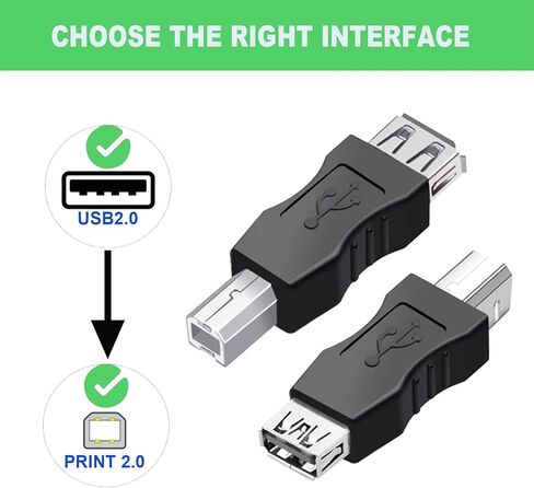 2 عبوة USB A إلى USB B محول الطابعة ذكرا إلى أنثى ، USB 2.0 من النوع A من الذكور إلى B محول أنثى لجهاز الإسقاط الماسح الضوئي للطابعة ، والتوصيل والتشغيل متوافق مع Windows/Mac/Linux الكمبيوتر المحمول الكمبيوتر المحمول in Kuwait