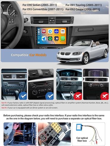 2g+64g اللاسلكي Carplay Android Auto Android 13 Car Stereo لـ BMW E90 E91 E93 3 Series 2005-2011 ، 9 " in Saudi Arabia