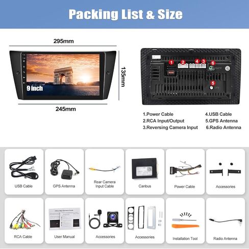 2g+64g اللاسلكي Carplay Android Auto Android 13 Car Stereo لـ BMW E90 E91 E93 3 Series 2005-2011 ، 9 " in Saudi Arabia