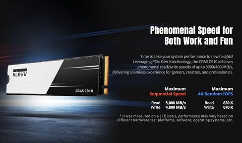 KLEVV CRAS C925G 2TB M.2 2280 NVMe PCIe Gen4x4 Internal Gaming SSD with Graphene Heatsink, Compatible with PS5, up to 7400MB/s (K02TBM2SP0-25G) in Kuwait