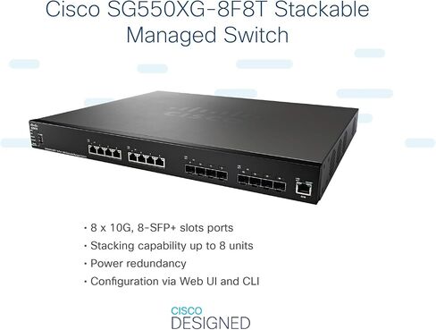 Cisco SG550XG-8F8T Stackable Managed Switch | 16 Ports 10 Gigabit | 8 Ports 10GBase-T | 8 SFP+ Slots | L3 Dynamic Routing | Limited Lifetime Protection (SG550XG-8F8T-K9-NA) in Saudi Arabia