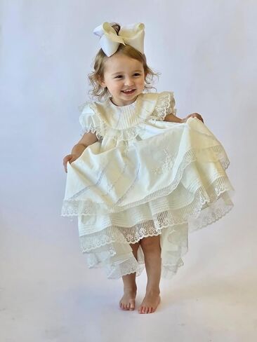 ربطات شعر من الحرير المضلع للفتيات من Wee Ones مع طبقة من الأورجانزا على مشبك WeeStay، King، Off White in Kuwait