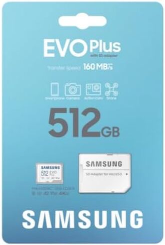 Samsung EVO Plus microSDXC Memory Card 512 GB, 160 MB/s, U3, V30, A2, ‎MB-MC512SA/TR (2024 Series) in Kuwait