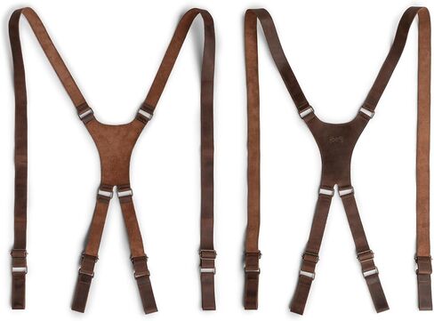 Hide & Groom, X Back Suspender with Belt Loops for Groomsmen, Formal Wear for Weddings, Harness for Dinner Parties, Steampunk, Full Grain Leather, Handmade, Bourbon Brown in Saudi Arabia