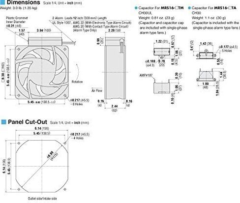 MRS16-TUL Three-Phase 200/220/230 VAC Axial Cooling Fan - 6.30 in. (L) X 6.30 in. (W) [160 mm (L) X 160 mm (W) X 62mm(H)] in Saudi Arabia