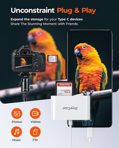 قارئ بطاقات SD من RayCue USB-C - قارئ بطاقات من النوع C إلى SD/MicroSD لأجهزة iPhone 15/iPad/Mac/Laptop، وiMac/iPad Pro/Air/Mini، وMacBook Pro/Air، وGalaxy in Kuwait