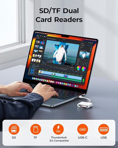 قارئ بطاقات SD من RayCue USB-C - قارئ بطاقات من النوع C إلى SD/MicroSD لأجهزة iPhone 15/iPad/Mac/Laptop، وiMac/iPad Pro/Air/Mini، وMacBook Pro/Air، وGalaxy in Kuwait