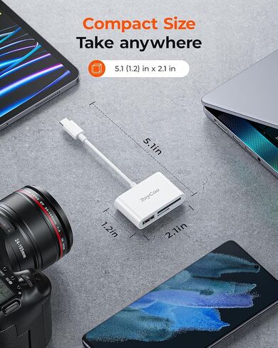 قارئ بطاقات SD من RayCue USB-C - قارئ بطاقات من النوع C إلى SD/MicroSD لأجهزة iPhone 15/iPad/Mac/Laptop، وiMac/iPad Pro/Air/Mini، وMacBook Pro/Air، وGalaxy in Kuwait
