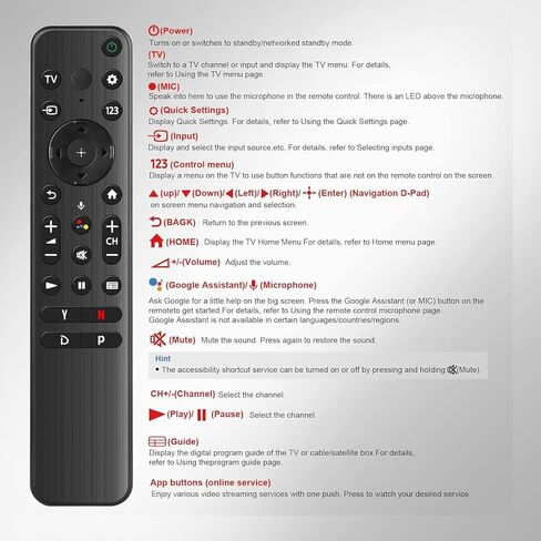 RMF-TX800U استبدال TV Voice Control لـ Sony 4K 8K LED Ultra HD Bravia XR A80K X85K X80K X95K X90K Series TVS-2022 Model in Kuwait