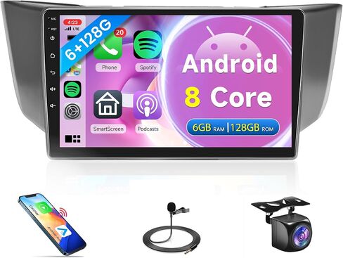 8core 6g+128g Rimoody Car Radio for Lexus Rx300 Rx350 Rx330 Rx400H 2004-2009 ، Android Car Stereo Carplay Android Auto Mirror Link DSP-36 59-UI Turns 9 '' GPS GPS Wifi FM FM Camera in Kuwait