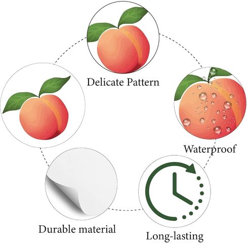 CREATCABIN 128 Pcs Cartoon Peach Sticker Fruit Stickers Vinyl Waterproof Self-Adhesive Decals Planner Paster Decors for Laptop Flasks Water Bottle Computer Phone DIY Scrapbooking Luggage 2.5x2.5cm in Saudi Arabia