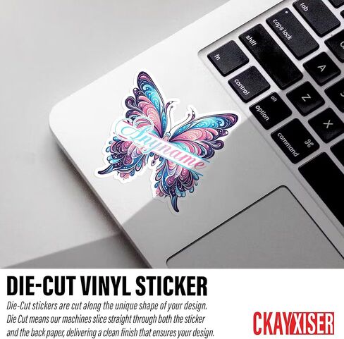 Custom Watercolor Butterfly Name Decal Personalized Name Stickers Cute Waterproof Die-Cut Vinyl Laptop Sticker, Water Bottle Sticker, Funny Car Birthday Gifts for Her Him Kids Friends in Saudi Arabia