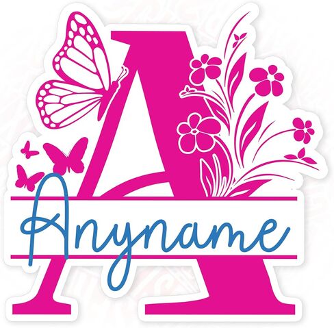 Custom Watercolor Butterfly Name Decal Personalized Name Stickers Cute Waterproof Die-Cut Vinyl Laptop Sticker, Water Bottle Sticker, Funny Car Birthday Gifts for Her Him Kids Friends in Saudi Arabia