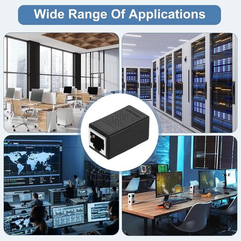 Meccanixity 2pcs RJ45 Ethernet Coupler ، Ethernet joupler أنثى للإناث في خط CAT7 CAT5E CAT5 Extender Cable Adapter ، Black in Kuwait