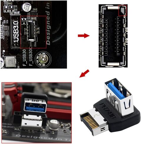Chenyang USB 3.1 رأس اللوحة الأمامية ذكر إلى USB 3.0 أنثى 90 درجة أعلى بزاوية محول توسيع ميناء اللوحة الأم الزاوية in Kuwait