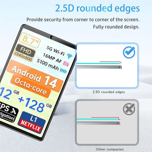واقي الشاشة للتصميمات و N8 Plus 8.7 بوصة ، والزجاج المقسّر HD ، صلابة 9 ساعات ، خدش ، واقي أفلام زجاجية مضادة للأصفر ، و Gars Movie Film المقسى لـ Tops and N8 Plus Tablet [2 Pack] in Kuwait