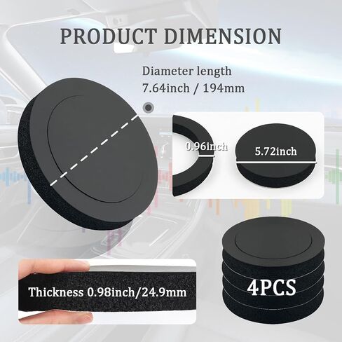 4PCS Speaker Foam Pads,Universal 6.5" Speaker Baffle of Car Audio Accessories for Enhancing Sound Quality,Self Adhesive High Rebound PE Foam Speaker Rings 6.5" in Kuwait