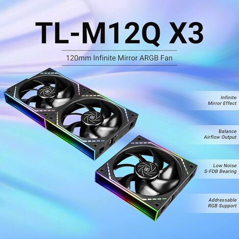 Thermalright TL-M12QW X3 Fan Chassis Fan 120mm صامت ، الربط اللاسلكي ، مروحة لبنة البناء ، وحدة المعالجة المركزية وظيفة PWM ، تأثير الإضاءة Mirror Mirror Argb ، وحدة شريحة الطاقة الجديدة تبسيط إدارة الأسلاك in Saudi Arabia