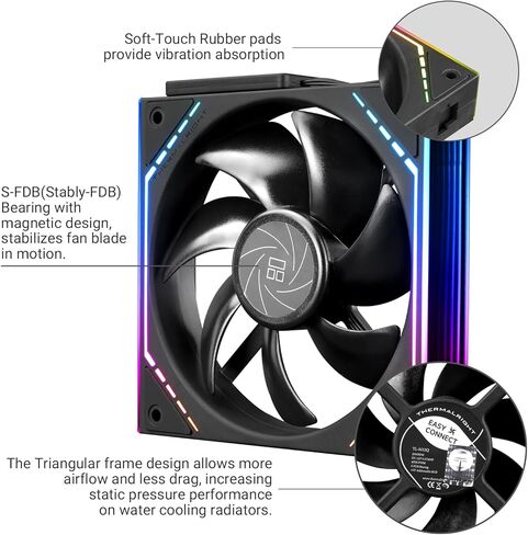 Thermalright TL-M12QW X3 Fan Chassis Fan 120mm صامت ، الربط اللاسلكي ، مروحة لبنة البناء ، وحدة المعالجة المركزية وظيفة PWM ، تأثير الإضاءة Mirror Mirror Argb ، وحدة شريحة الطاقة الجديدة تبسيط إدارة الأسلاك in Saudi Arabia