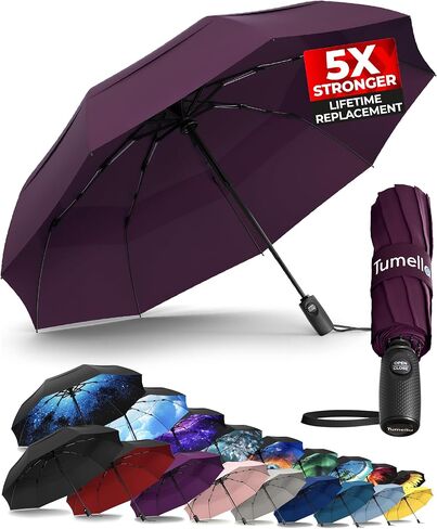 TUMELLA UltraV7 Umbrella, Windproof Travel Umbrella [Superior, Beautiful, Light & Unbreakable], 2024 Anti-Flip & Ultra-Flex Tech, Compact in Saudi Arabia