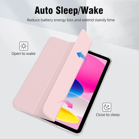 حافظة لجهاز iPad (A16) الجيل الحادي عشر 11 بوصة 2025، حافظة iPad الجيل العاشر 10.9 بوصة 2022، حافظة خلفية صلبة شفافة من البولي كربونات مع تنبيه/غفو تلقائي، غطاء حامل ثلاثي الطي، أبيض in Kuwait