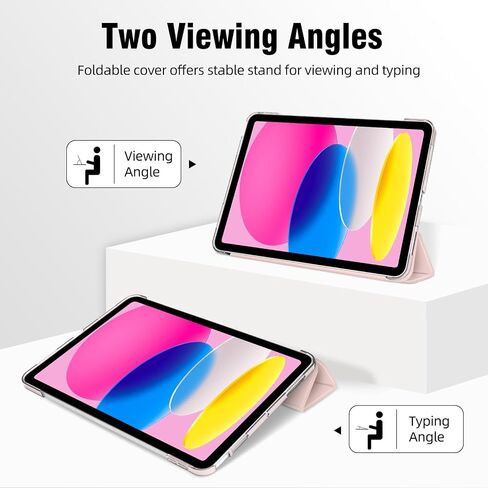 حافظة لجهاز iPad (A16) الجيل الحادي عشر 11 بوصة 2025، حافظة iPad الجيل العاشر 10.9 بوصة 2022، حافظة خلفية صلبة شفافة من البولي كربونات مع تنبيه/غفو تلقائي، غطاء حامل ثلاثي الطي، أبيض in Kuwait