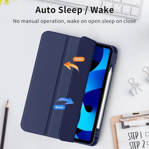 حالة لجهاز iPad Air 11 بوصة M3/M2 (2025/2024) ، iPad Air 5/4 (2022/2020 5th/4th Generation 10.9 inch) مع حامل قلم رصاص ، معرف دعم ناعم لللمس ، و Slim Soft Back. in Kuwait
