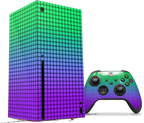 WraptorSkinz Skin Decal Vinyl Wrap compatible with the XBOX Series X Console and Controller - Faded Dots Purple Green (GAMING CONSOLE NOT INCLUDED) in Kuwait
