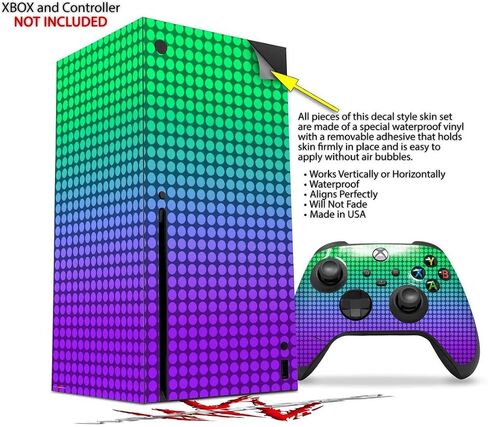 WraptorSkinz Skin Decal Vinyl Wrap compatible with the XBOX Series X Console and Controller - Faded Dots Purple Green (GAMING CONSOLE NOT INCLUDED) in Kuwait