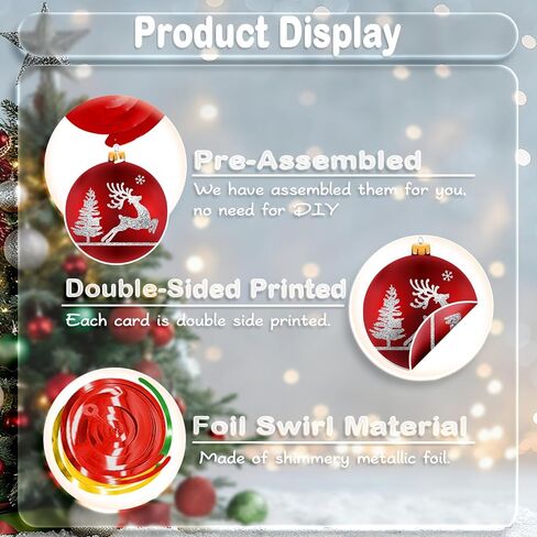 Christmas Hanging Swirl Decorations - 30 Pcs Christmas Ball Hanging Foil Swirl Christmas Light Bulb Christmas Tree Snowflake Elk Ceiling Decor for Christmas Party Xmas Holiday Party Supplies in Kuwait