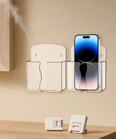 Acrylic Cell Phone Wall Mount Holder with Transparent Adhesive, 3 Modes (Black) in Saudi Arabia