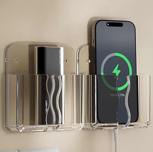 Acrylic Cell Phone Wall Mount Holder with Transparent Adhesive, 3 Modes (Black) in Saudi Arabia
