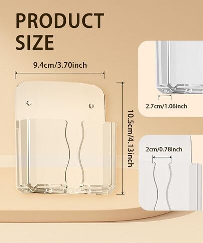 Acrylic Cell Phone Wall Mount Holder with Transparent Adhesive, 3 Modes (Black) in Saudi Arabia
