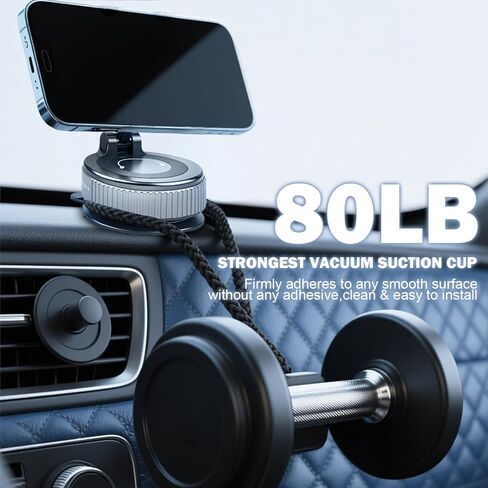 360 ° قوس شفط قابل للتعديل من أجل Magsafe Car Mount ، حامل الهاتف المغناطيسي الفراغي ، حاملي الهواتف المحمولة لسيارتك/منزلك/السفر ، شفط سيارة لجهاز iPhone 16/14/14/12/12/Android (أسود) in Kuwait