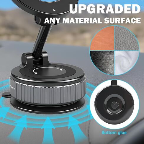 360 ° قوس شفط قابل للتعديل من أجل Magsafe Car Mount ، حامل الهاتف المغناطيسي الفراغي ، حاملي الهواتف المحمولة لسيارتك/منزلك/السفر ، شفط سيارة لجهاز iPhone 16/14/14/12/12/Android (أسود) in Kuwait