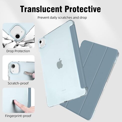 حافظة لجهاز iPad Air 13 بوصة M4/M3/M2 2026/2025/2024، iPad Pro 12.9 (الجيل السادس/الخامس 2022/2021)، حافظة خلفية صلبة شفافة من البولي كربونات مع تنبيه/غفو تلقائي، غطاء حامل ثلاثي الطي، وردي in Kuwait