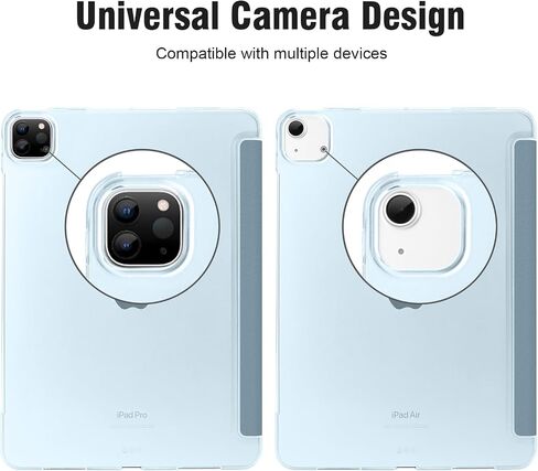 حافظة لجهاز iPad Air 13 بوصة M4/M3/M2 2026/2025/2024، iPad Pro 12.9 (الجيل السادس/الخامس 2022/2021)، حافظة خلفية صلبة شفافة من البولي كربونات مع تنبيه/غفو تلقائي، غطاء حامل ثلاثي الطي، وردي in Kuwait