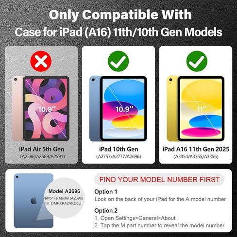 للحصول على iPad A16 Case Generation 11th 11 Inch 2025 /iPad 10th Generation Case 10.9 Inch 2022 ، مع حامي وحامي شاشة 360 درجة (Purple Pink) in Kuwait