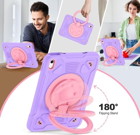 للحصول على iPad A16 Case Generation 11th 11 Inch 2025 /iPad 10th Generation Case 10.9 Inch 2022 ، مع حامي وحامي شاشة 360 درجة (Purple Pink) in Kuwait