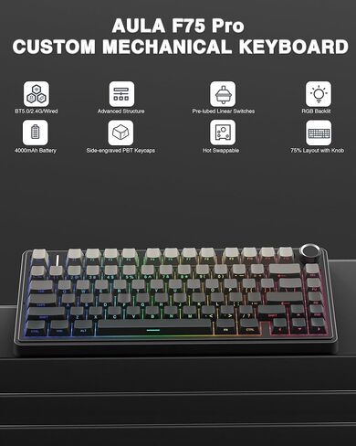 Aula Wireless Keyboard و Mouse Combo ، F75 Pro Mechanical Keyboard SC900 Pro Wireless Mouse in Saudi Arabia
