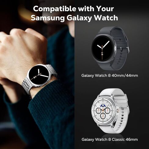 MoKo Metal Band Compatible with Samsung Galaxy Watch 8 Band 40mm 44mm/Galaxy Watch 8 Classic 46mm, No Gap Business Stainless Steel Strap for Men Women in Kuwait