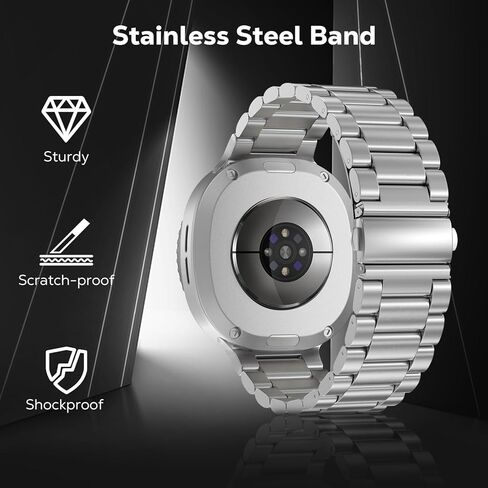 MoKo Metal Band Compatible with Samsung Galaxy Watch 8 Band 40mm 44mm/Galaxy Watch 8 Classic 46mm, No Gap Business Stainless Steel Strap for Men Women in Kuwait