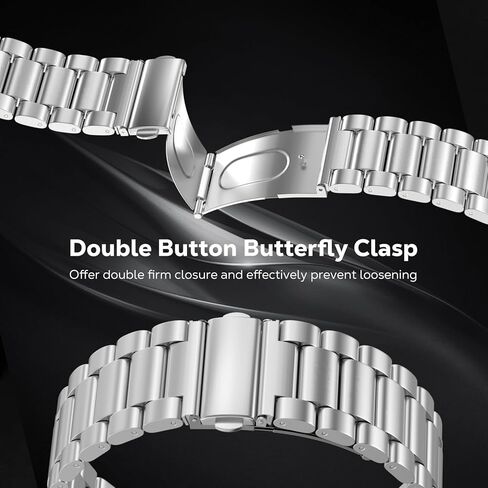 MoKo Metal Band Compatible with Samsung Galaxy Watch 8 Band 40mm 44mm/Galaxy Watch 8 Classic 46mm, No Gap Business Stainless Steel Strap for Men Women in Kuwait