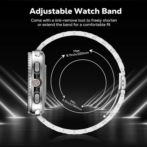 MoKo Metal Band Compatible with Samsung Galaxy Watch 8 Band 40mm 44mm/Galaxy Watch 8 Classic 46mm, No Gap Business Stainless Steel Strap for Men Women in Kuwait