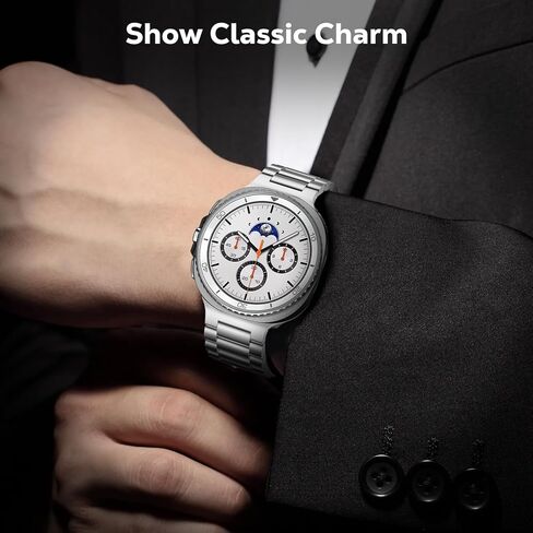 MoKo Metal Band Compatible with Samsung Galaxy Watch 8 Band 40mm 44mm/Galaxy Watch 8 Classic 46mm, No Gap Business Stainless Steel Strap for Men Women in Kuwait