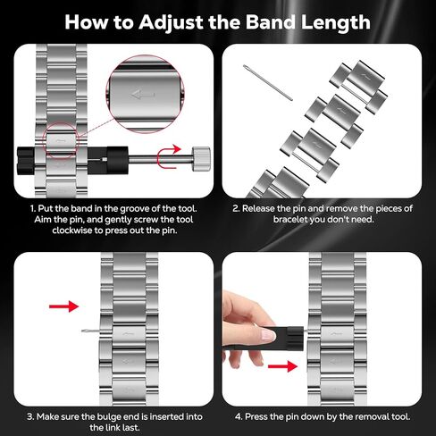 MoKo Metal Band Compatible with Samsung Galaxy Watch 8 Band 40mm 44mm/Galaxy Watch 8 Classic 46mm, No Gap Business Stainless Steel Strap for Men Women in Kuwait