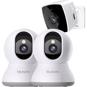 Blurams 2K Camera Camera Bundle 3 عبوات ، كاميرا داخلية وكاميرا PTZ PET مع تتبع الحركة ، الصوت ثنائي الاتجاه ، الرؤية الليلية الأشعة تحت الحمراء ، صفارات الإنذار ، متوافقة مع Alexa in Kuwait